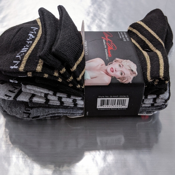 💗 Marilyn Monroe Crew Socks 5 Pair - Picture 7 of 9